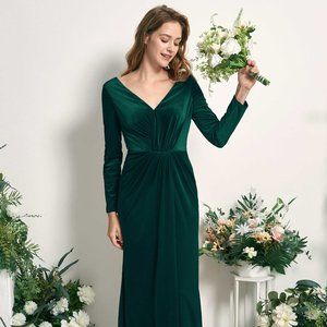 30W 5x Emerald Green Velvet Plus Size Floor Length Dress Gown- NEW with Tags